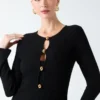 Agathe Ribbed Long-Sleeve Midi Dress