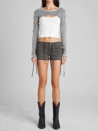 Aged Waffle Crop Top