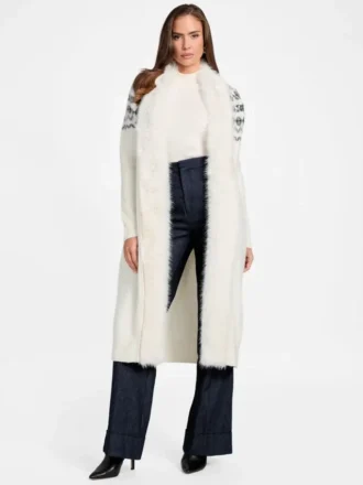 Akilah Faux Fur-Trim Longline Cardigan