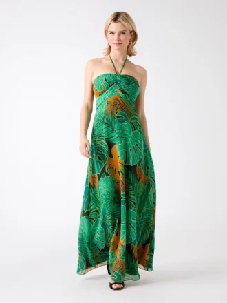 Amazon Leaf Silk Maxi Dress