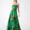 Amazon Leaf Silk Maxi Dress