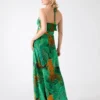 Amazon Leaf Silk Maxi Dress
