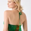 Amazon Leaf Silk Maxi Dress