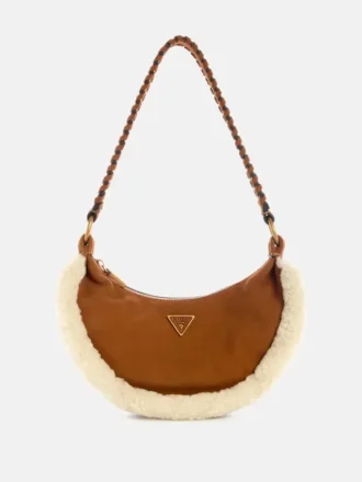 Amita Suede and Shearling Trim Hobo Bag