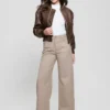 Angelique Vintage Faux-Leather Flight Jacket