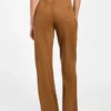 Aria Faux-Suede High-Rise Straight Pants