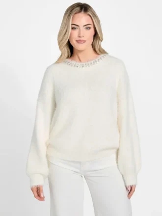 Arisa Rhinestone Neck Sweater