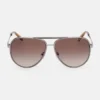 Aviator Striped Metal Sunglasses