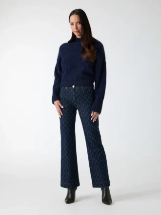 Bea Monogram Print Denim Pant