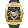 Black and Gold-Tone Square Multifunction Watch