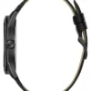 Black Leather Analog Watch