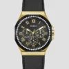Black Leather Chronograph Watch