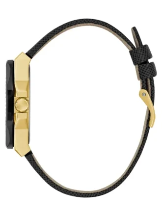 Black Leather Chronograph Watch