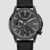 Black Leather Multifunction Watch