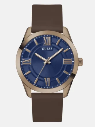 Blue and Brown Silicone Analog Watch