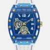 Blue and White Silicone Multifunction Watch