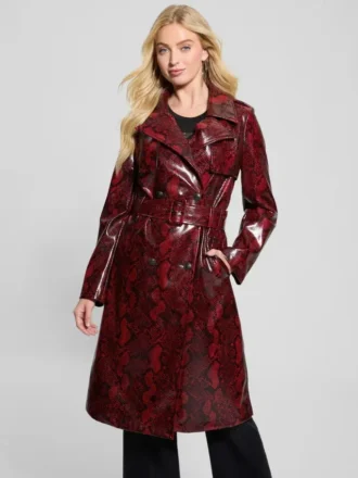 Briana Faux-Leather Trench Coat