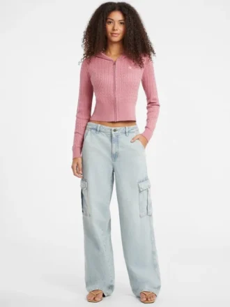 Cable-Knit Hooded Cardigan