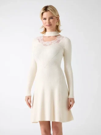 Candice Lace-Trim Sweater Dress