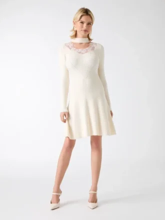 Candice Lace-Trim Sweater Dress