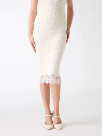 Candice Lace-Trim Sweater Skirt