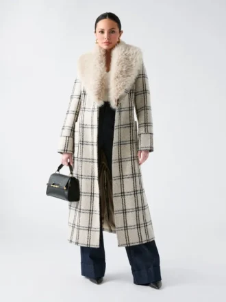 Charlize Sequin Plaid Wrap Coat