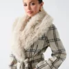 Charlize Sequin Plaid Wrap Coat