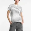 Classic Embroidered Logo Striped Tee