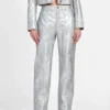 Clelia Faux-Leather Embroidered Pants