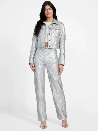 Clelia Faux-Leather Embroidered Pants