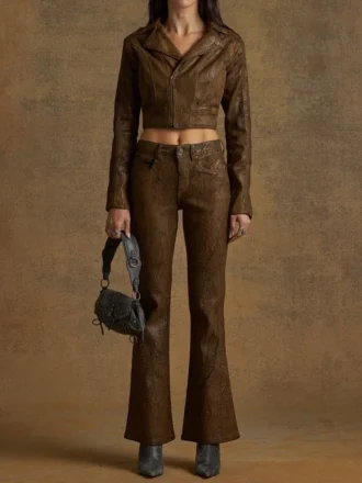 Coated Denim Flare Jeans