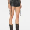 Coated Mini Denim Shorts