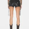 Coated Mini Denim Shorts