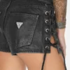Coated Mini Denim Shorts