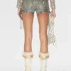 Coated Mini Denim Shorts