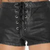 Coated Mini Denim Shorts