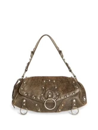 Cracked Leather Shoulder Bag