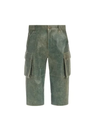 Crackled Leather Cargo Pants