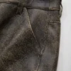 Crackled Leather Cargo Pants