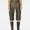 Crackled Leather Cargo Pants