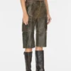 Crackled Leather Cargo Pants