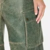 Crackled Leather Cargo Pants