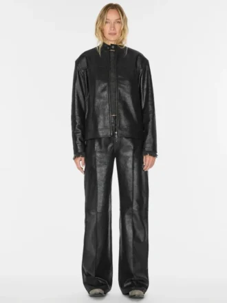 Crackled Leather Moto Jacket