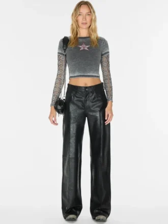 Crackled Leather Pants