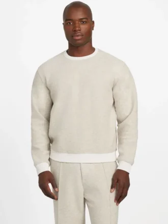 Crewneck Scuba Wool-Blend Melange Sweater