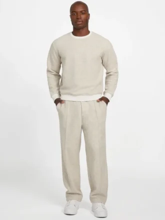 Crewneck Scuba Wool-Blend Melange Sweater
