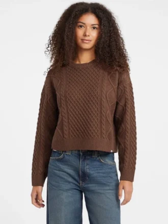 Crewneck Wool-Blend Cable-Knit Sweater