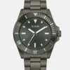 Dark Silver-Tone and Green Analog Watch