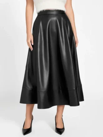 Delores Faux-Leather Circle Skirt