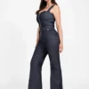 Denim Detachable Strapless Zip Jumpsuit